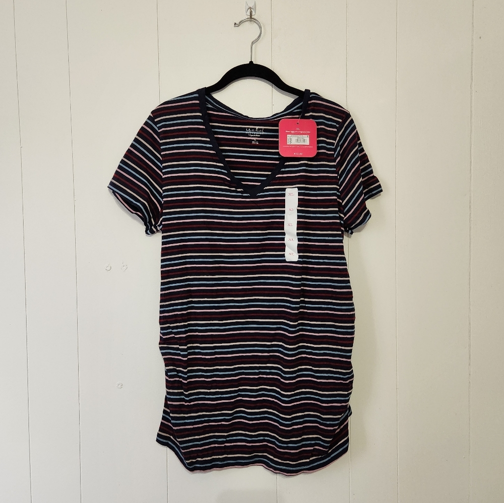 Isabel Maternity by Ingrid & Isabel Striped Ruched T-Shirt
